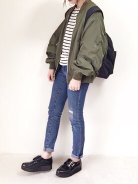 「Three Four Time（ｽﾘｰﾌｫｰﾀｲﾑ）のアイテム」を使った、yumi.さん（レディース・151cm）の春コーディネート