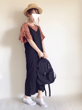 「キャミソールワンピ」｜「アイテム（その他）」を使った、yumi.さん（レディース・151cm）の夏コーディネート
