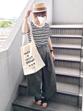 「FREE'S MART（フリーズマート）のアイテム（バッグ）」を使った、yumi.さん（レディース・151cm）の夏コーディネート
