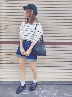 「ショーパン」｜「アイテム（アナログ腕時計）」を使った、yumi.さん（レディース・151cm）の秋コーディネート