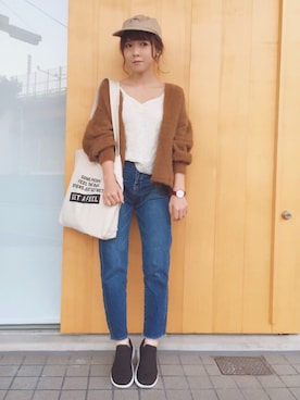「rps（アールピーエス）のアイテム（カーディガン/ボレロ）」を使った、yumi.さん（レディース・151cm）の秋コーディネート