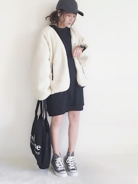 「GRL（グレイル）のアイテム（キャップ）」を使った、yumi.さん（レディース・151cm）の秋コーディネート