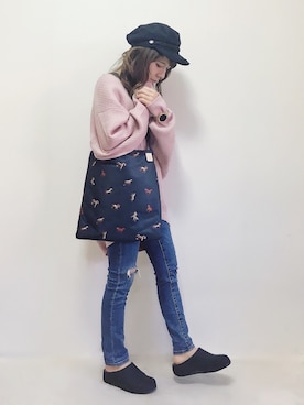 「GRL（グレイル）のアイテム（キャスケット）」を使った、yumi.さん（レディース・151cm）の冬コーディネート