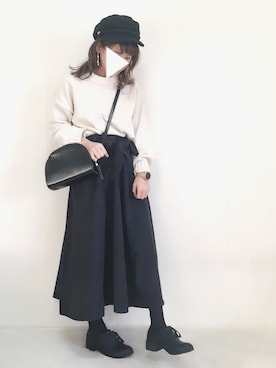 「GRL（グレイル）のアイテム（キャスケット）」を使った、yumi.さん（レディース・151cm）の冬コーディネート