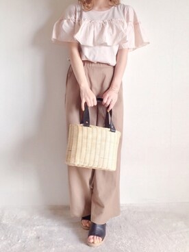 「earth music&ecology（アースミュージックアンドエコロジー）の厚底ラミー巻きサンダル（サンダル）」を使った、yumi.さん（レディース・151cm）の春コーディネート