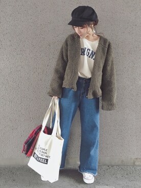 「reca（レカ）のアイテム（ジャケット/アウター）」を使った、yumi.さん（レディース・151cm）の冬コーディネート