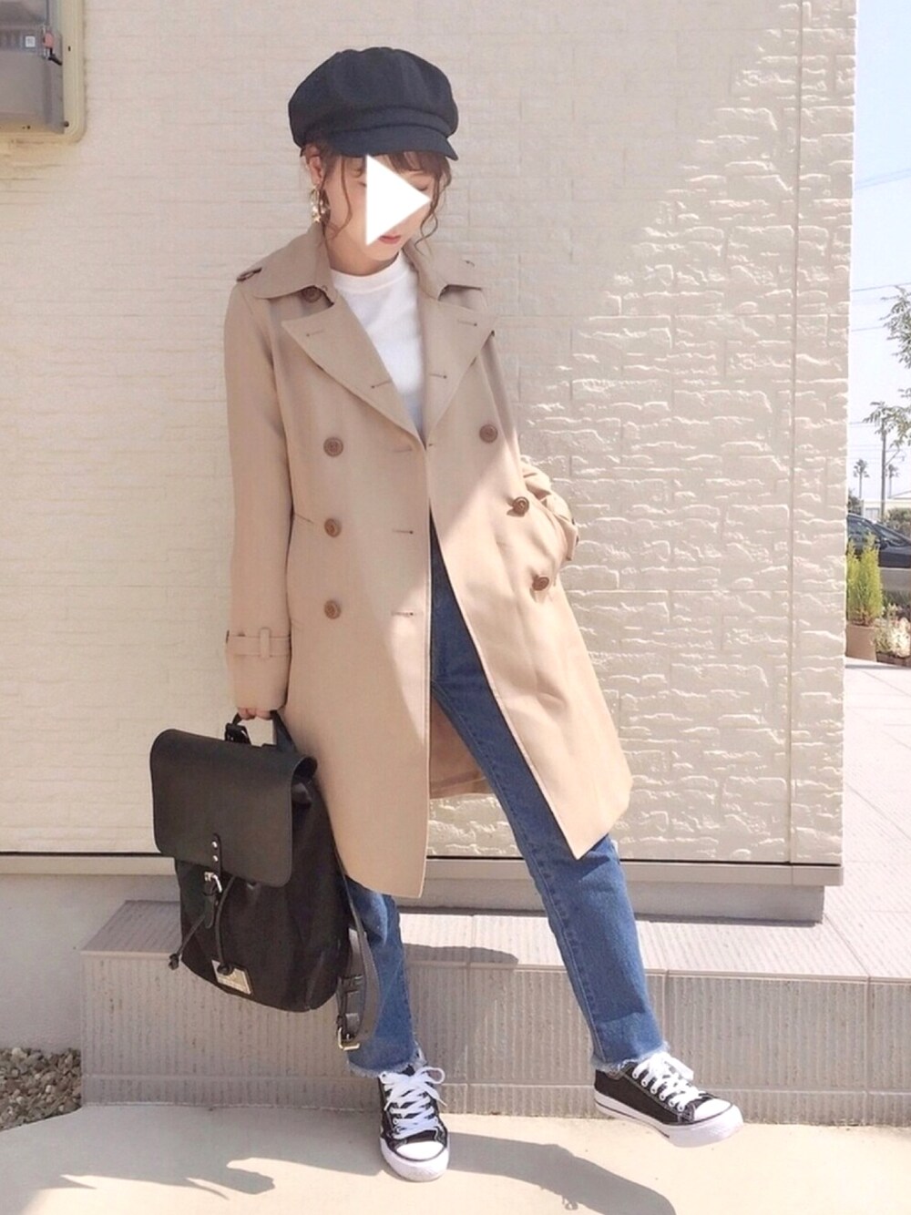 「休日スタイル、GRL、グレイル、三京商会、sankyoshokai、トレンチコート、大人カジュアル、デニムパンツ、スニーカー、リュック」｜「☞InstagramのInstagram→dayofme0607（その他、その他）」を使った、yumi.さん（レディース・151cm）の春コーディネートの1枚目の写真
