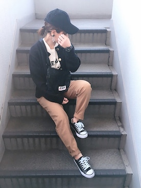 「notch.（ノッチ）のアイテム（キャップ）」を使った、yumi.さん（レディース・151cm）の春コーディネート