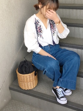 「GRL」｜「アイテム（チュニック）」を使った、yumi.さん（レディース・151cm）の春コーディネート