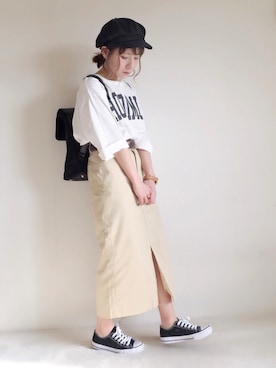 「GRL（グレイル）のアイテム（キャスケット）」を使った、yumi.さん（レディース・151cm）の春コーディネート