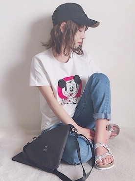 「coca（coca）（コカ）のアイテム（帽子）」を使った、yumi.さん（レディース・151cm）の夏コーディネート