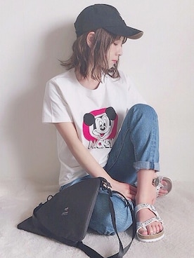 yumi.さんの「MICKEY(ミッキー)Tシャツ/Disney（ディズニー）」を使ったコーディネート