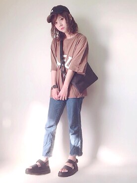 「coca（coca）（コカ）のアイテム（帽子）」を使った、yumi.さん（レディース・151cm）の夏コーディネート
