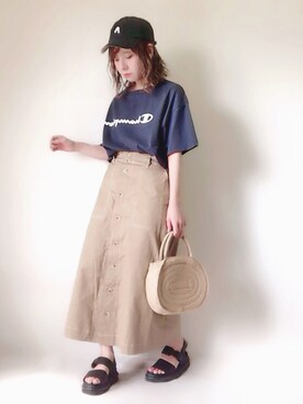 「coca（coca）（コカ）のアイテム（帽子）」を使った、yumi.さん（レディース・151cm）の夏コーディネート