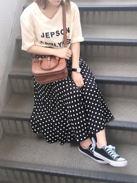 「FOSSIL（フォッシル）のアイテム（ハンドバッグ）」を使った、yumi.さん（レディース・151cm）の夏コーディネート