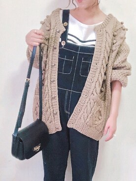 「秋のブラウンスタイル」｜「アイテム（サロペット/オーバーオール）」を使った、yumi.さん（レディース・151cm）の秋コーディネート