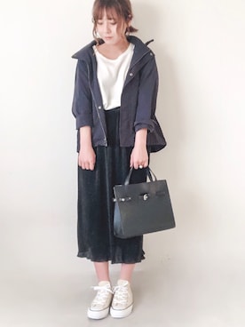 「ワッフル」｜「アイテム（マウンテンパーカー）」を使った、yumi.さん（レディース・151cm）の秋コーディネート