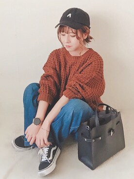 「coca（coca）（コカ）のアイテム（帽子）」を使った、yumi.さん（レディース・151cm）の秋コーディネート