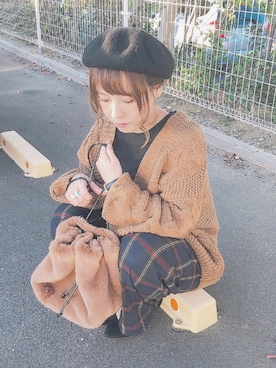 「GRL（グレイル）のアイテム（ハンチング/ベレー帽）」を使った、yumi.さん（レディース・151cm）の秋コーディネート