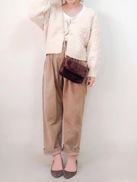 「CORNERS（コーナーズ）のアイテム（パンツ）」を使った、yumi.さん（レディース・151cm）の秋コーディネート