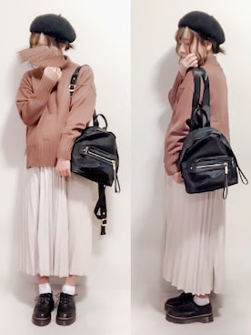 「GRL（グレイル）のアイテム（ハンチング/ベレー帽）」を使った、yumi.さん（レディース・151cm）の冬コーディネート