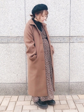 「GRL（グレイル）のアイテム（ハンチング/ベレー帽）」を使った、yumi.さん（レディース・151cm）の冬コーディネート
