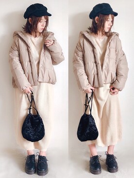 「GRL（グレイル）のアイテム（リング）」を使った、yumi.さん（レディース・151cm）の冬コーディネート