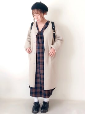 「GRL（グレイル）のアイテム（ハンチング/ベレー帽）」を使った、yumi.さん（レディース・151cm）の冬コーディネート