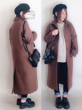 「GRL（グレイル）のアイテム（ハンチング/ベレー帽）」を使った、yumi.さん（レディース・151cm）の冬コーディネート