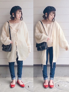 「GRL（グレイル）のアイテム（ハンチング/ベレー帽）」を使った、yumi.さん（レディース・151cm）の春コーディネート