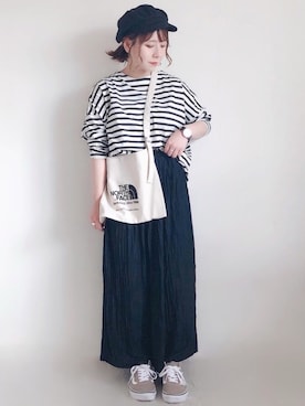 「GRL（グレイル）のアイテム（キャスケット）」を使った、yumi.さん（レディース・151cm）の春コーディネート