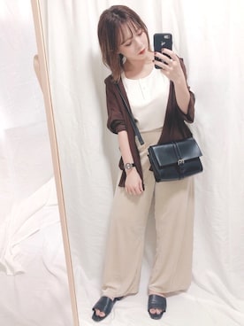 「CORNERS（コーナーズ）のアイテム（パンツ）」を使った、yumi.さん（レディース・151cm）の秋コーディネート