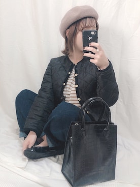 「14+（イチヨンプラス）のアイテム（ハンチング/ベレー帽）」を使った、yumi.さん（レディース・151cm）の秋コーディネート