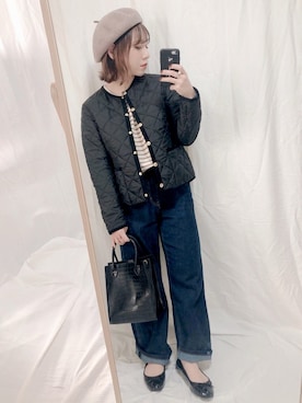 「14+（イチヨンプラス）のアイテム（ハンチング/ベレー帽）」を使った、yumi.さん（レディース・151cm）の秋コーディネート