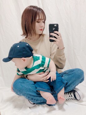 「petit main（プティマイン）のアイテム（キャップ）」を使った、yumi.さん（レディース・151cm）の秋コーディネート
