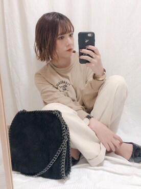 「NANO universe（ナノユニバース）のアイテム（スウェット）」を使った、yumi.さん（レディース・151cm）の秋コーディネート