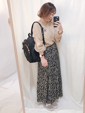 「NANO universe（ナノユニバース）のアイテム（スウェット）」を使った、yumi.さん（レディース・151cm）の秋コーディネート