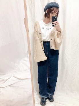 「LAULHERE（ロレール）のVERITABLE/ベリタブル（ハンチング/ベレー帽）」を使った、yumi.さん（レディース・151cm）の秋コーディネート