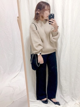 「SENSE OF PLACE by URBAN RESEARCH（センスオブプレイスバイアーバンリサーチ）のアゼルーズセーター（ニット/セーター）」を使った、yumi.さん（レディース・151cm）の秋コーディネート
