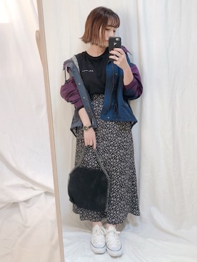 「FOSSIL（フォッシル）のアイテム（アナログ腕時計）」を使った、yumi.さん（レディース・151cm）の秋コーディネート
