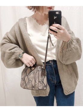 「FOSSIL（フォッシル）のアイテム（アナログ腕時計）」を使った、yumi.さん（レディース・151cm）の秋コーディネート