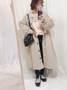 「tiptop（ティップトップ）のアイテム（その他アウター）」を使った、yumi.さん（レディース・151cm）の秋コーディネート