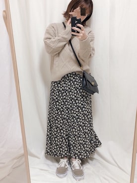 「FOSSIL（フォッシル）のアイテム（ショルダーバッグ）」を使った、yumi.さん（レディース・151cm）の秋コーディネート