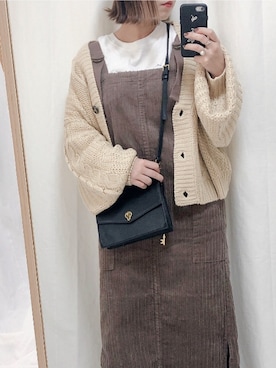 「FOSSIL（フォッシル）のアイテム（ショルダーバッグ）」を使った、yumi.さん（レディース・151cm）の秋コーディネート