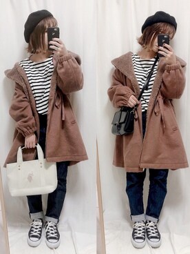 「MAJESTIC LEGON（マジェスティックレゴン）のアイテム（その他アウター）」を使った、yumi.さん（レディース・151cm）の秋コーディネート