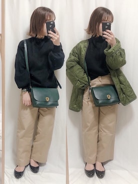 「FOSSIL（フォッシル）のアイテム（ショルダーバッグ）」を使った、yumi.さん（レディース・151cm）の冬コーディネート