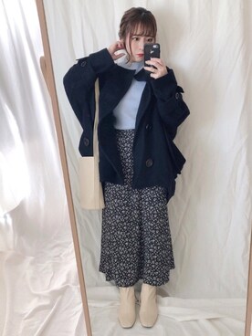 「mercibeaucoup,（メルシーボークー）のアイテム（その他アウター）」を使った、yumi.さん（レディース・151cm）の冬コーディネート