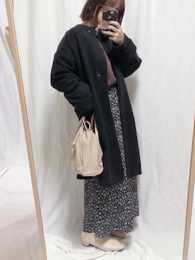 「お正月」｜「アイテム（ノーカラージャケット）」を使った、yumi.さん（レディース・151cm）の冬コーディネート