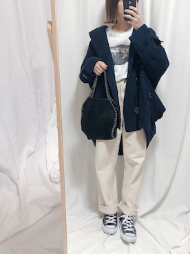 「mercibeaucoup,（メルシーボークー）のアイテム（その他アウター）」を使った、yumi.さん（レディース・151cm）の冬コーディネート