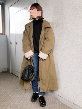 「KBF（ケイビーエフ）のアイテム（その他アウター）」を使った、yumi.さん（レディース・151cm）の冬コーディネート